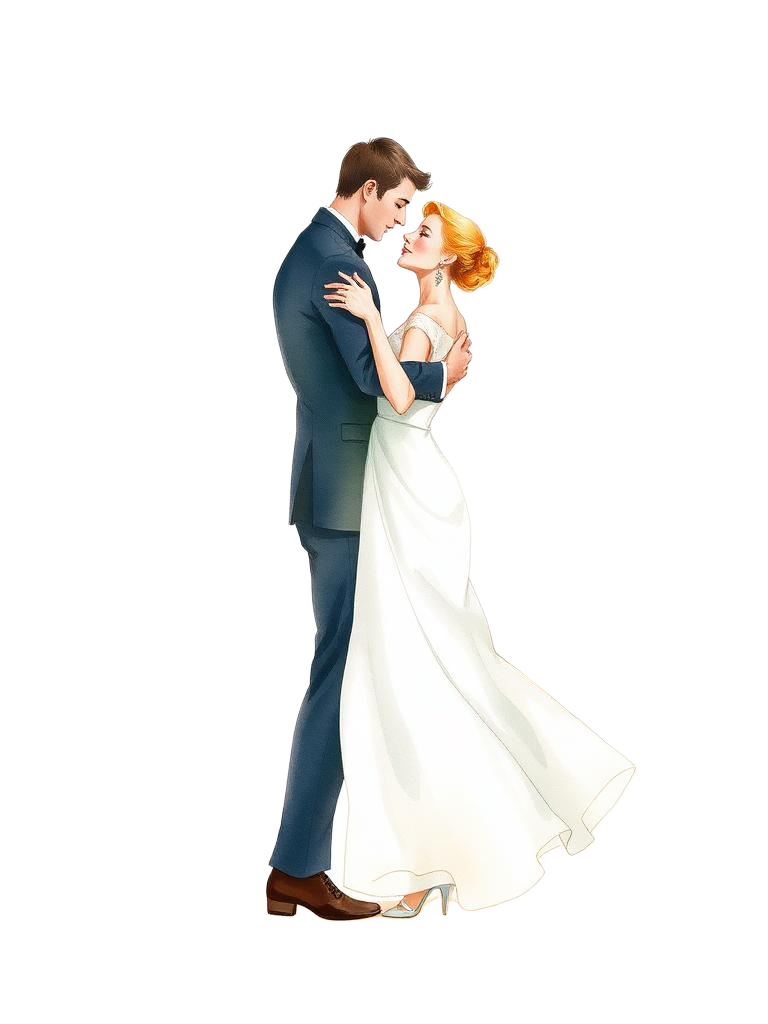 Watercolor of the couple dancing