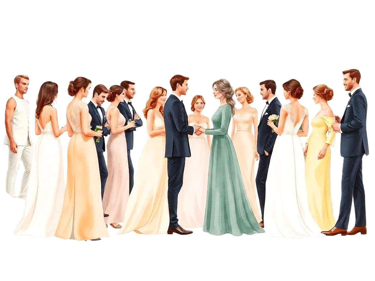 Watercolor of elegant guests