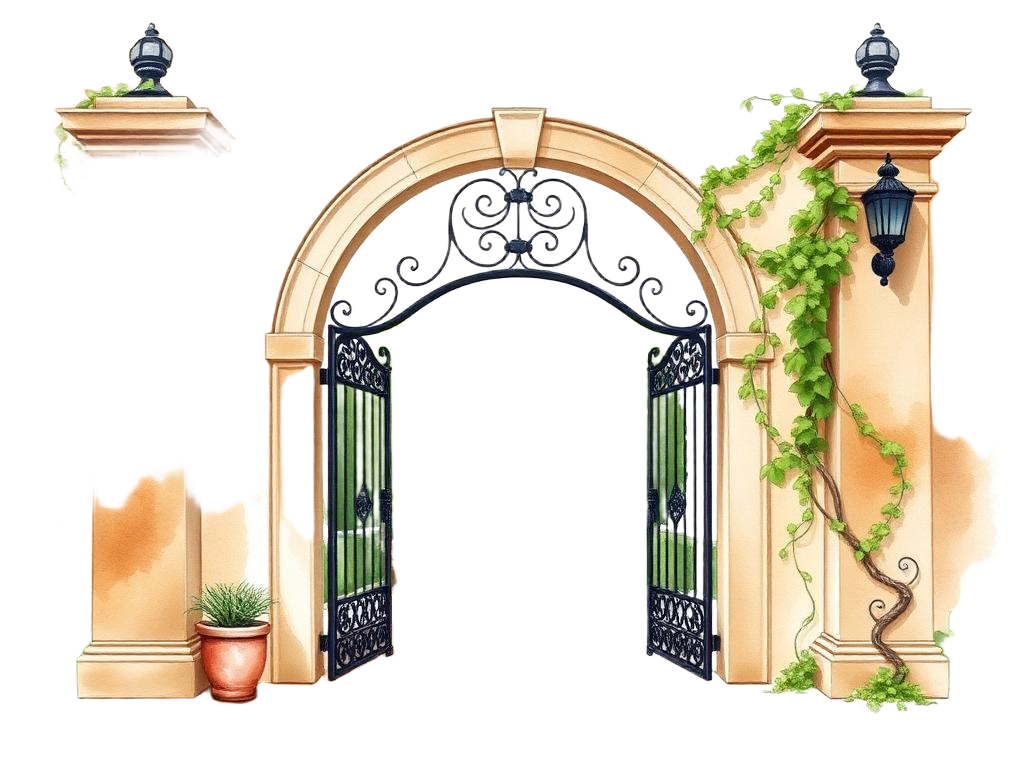 Watercolor of the venue entrance